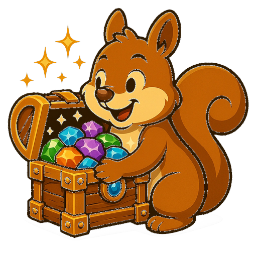 StockIT squirrel with a gem treasure chest