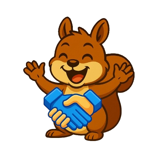 StockIT squirrel with a handshake
